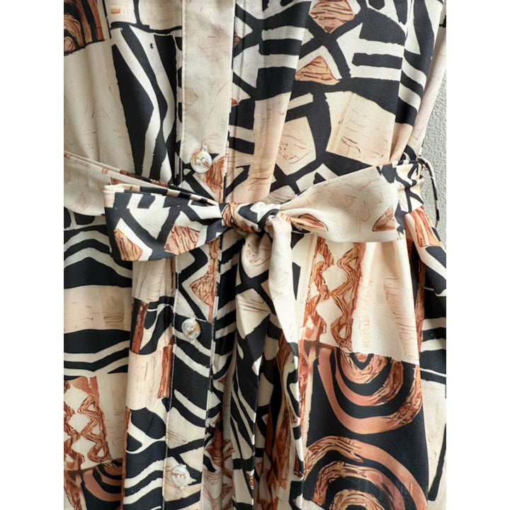 Vestido Camisero Largo Estampado Étnico