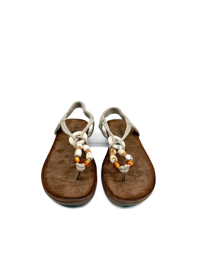 Sandalias Planas Estilo Boho con Cuentas y Tira Elástica - Mujer