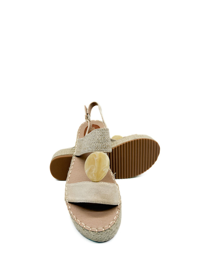 Sandalias Plataforma de Yute con Detalle Decorativo