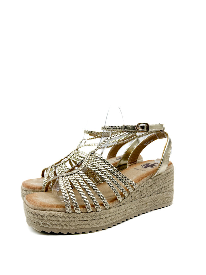 Sandalias de Cuña con Tiras Trenzadas y Plataforma de Yute