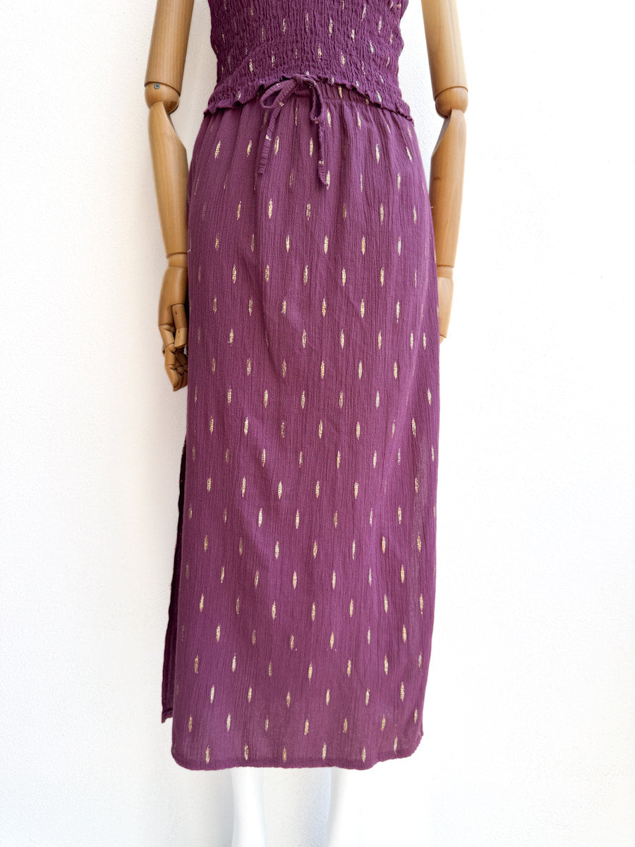 Conjunto de Blusa y Falda en Algodón Texturizado