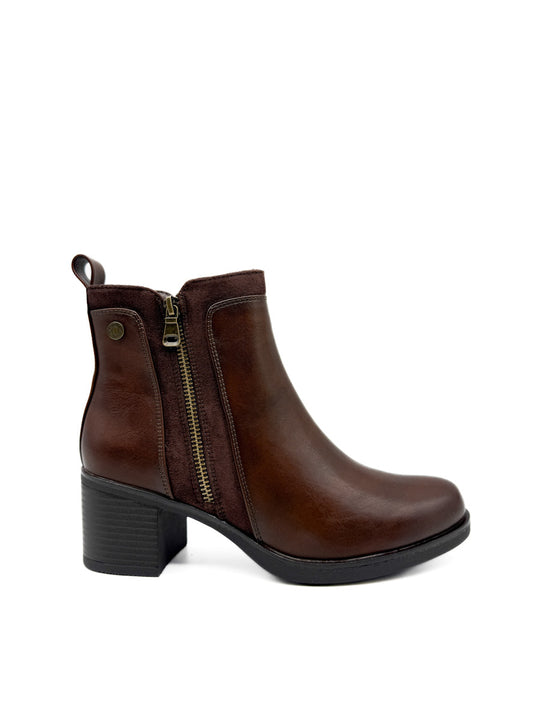 Botines de Tacones Medios: Elegancia y Comodidad en Cuero Sintético Marrón