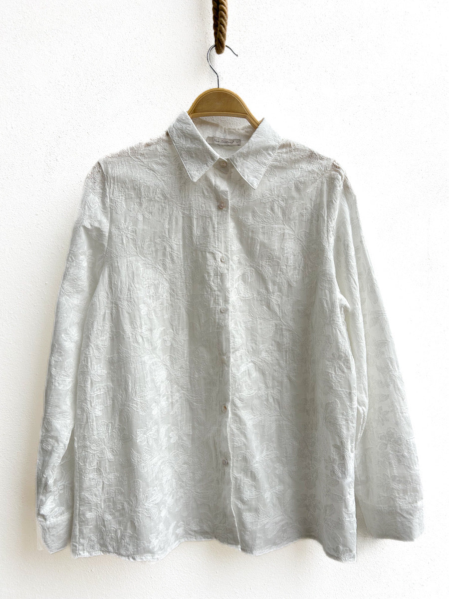 Camisa Blanca Bordada Blanca Única