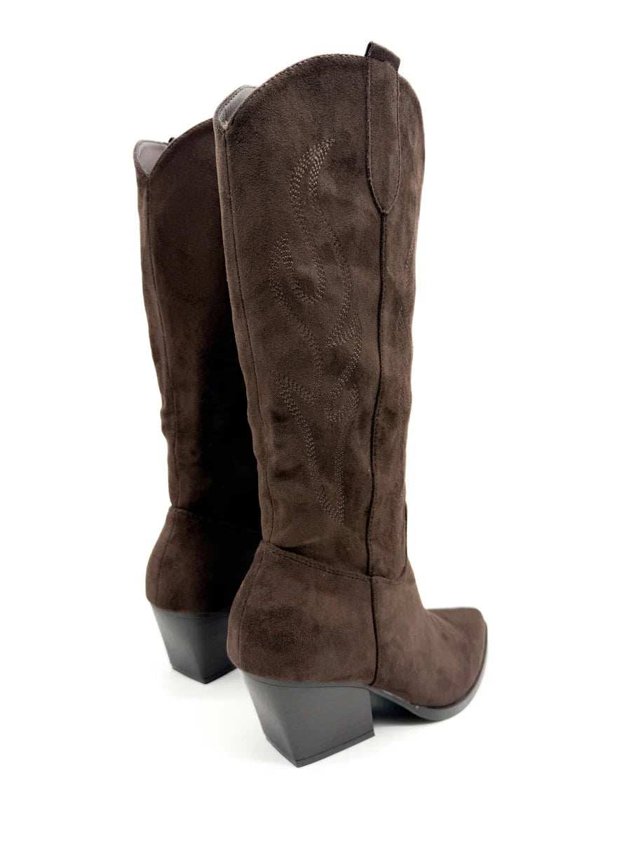 Botas Cowboy Diseño Bordados Tacón Ancho