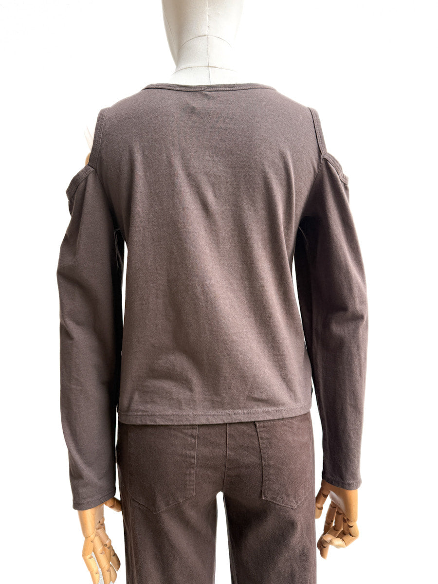 Camiseta con Hombros Descubiertos y Detalle Estrella Brillante