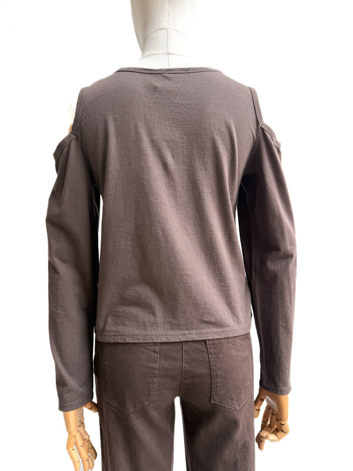Camiseta con Hombros Descubiertos y Detalle Estrella Brillante