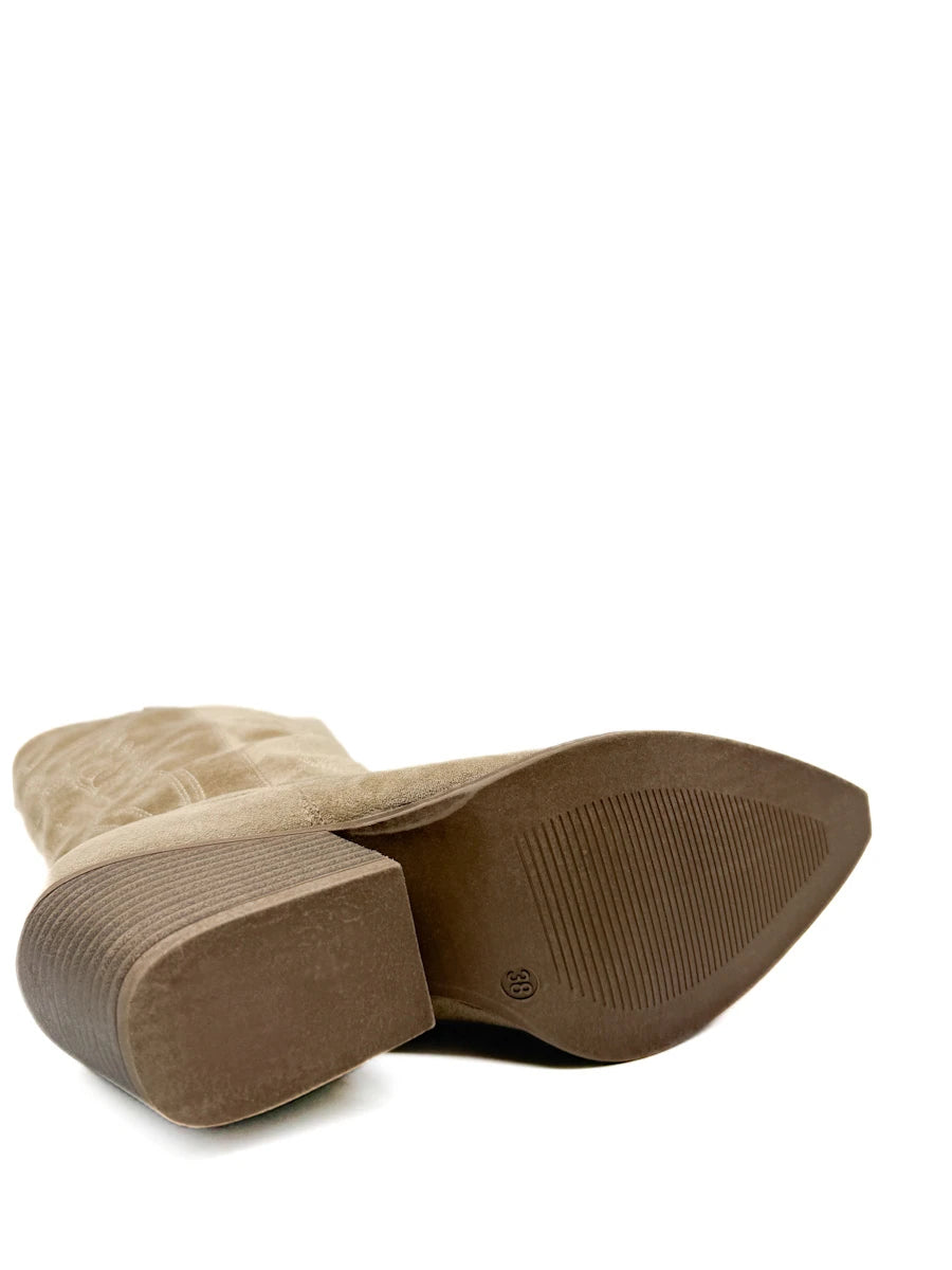 Botas Altas Cowboy de Mujer con Bordados Étnicos y Cremallera