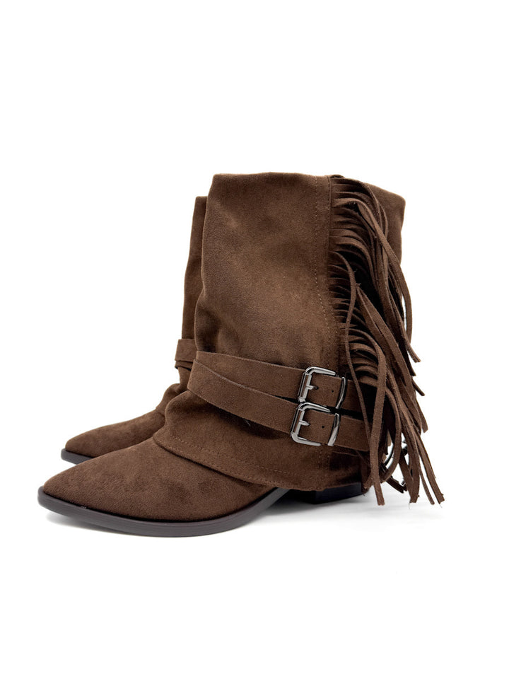 Botines con Flecos y Correas con Hebillas