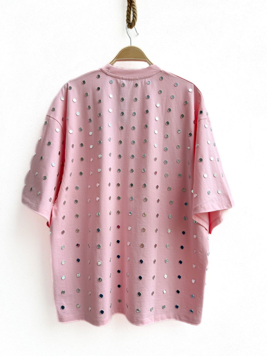 Camiseta Oversize con Apliques Metálicos