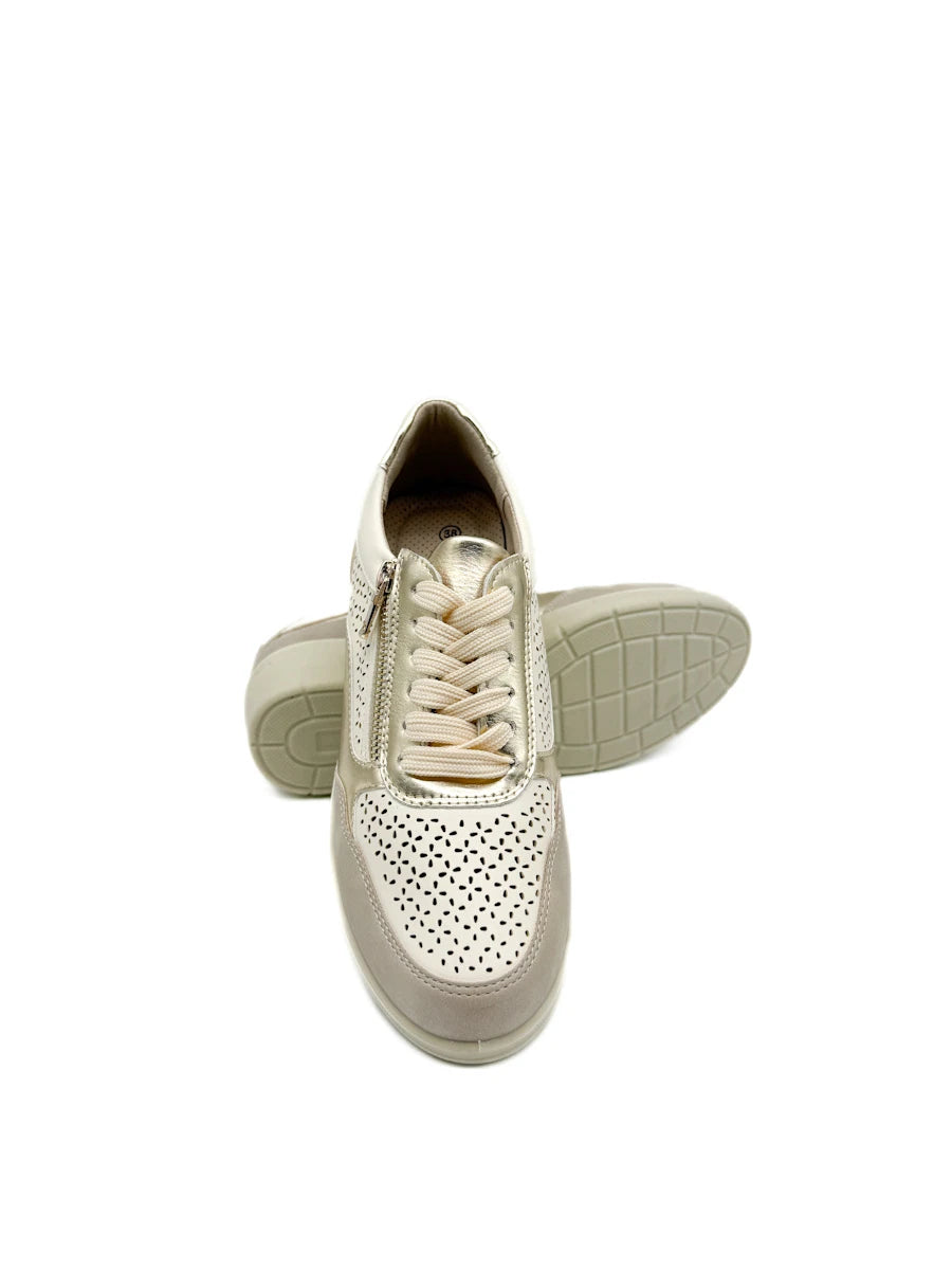 Zapatos Estilo Deportivos con Calados Decorativos y Suela de Cuña Ligera