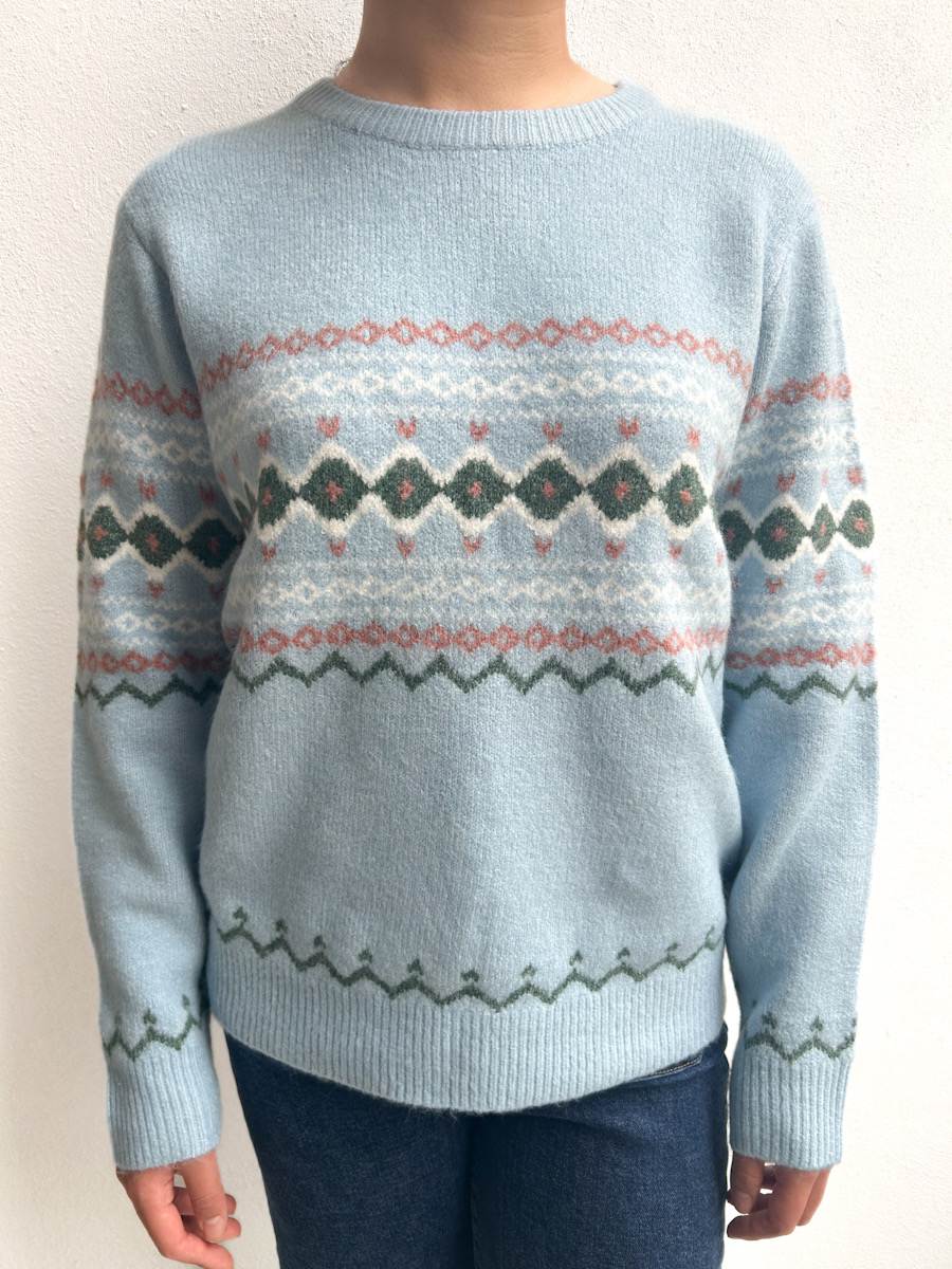 Jersey Jacquard Mujer Azul