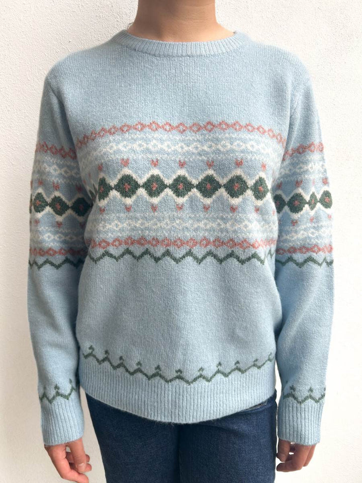 Jersey Jacquard Mujer Azul