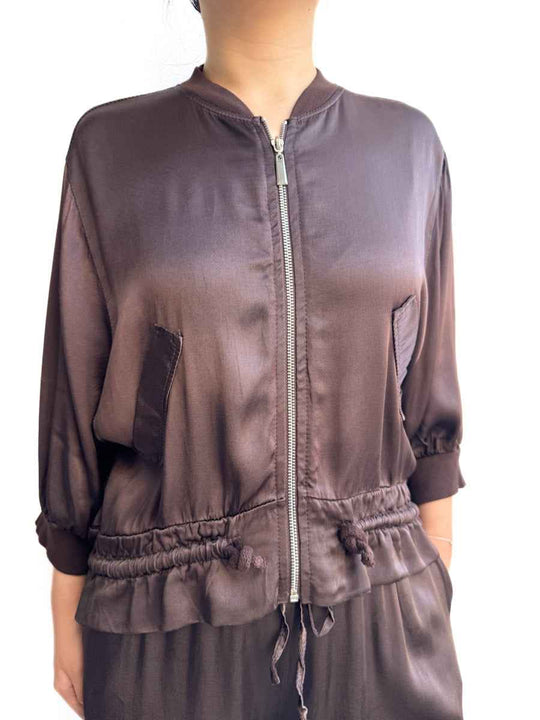 BOMBER SATINADA Marrón chocolate única