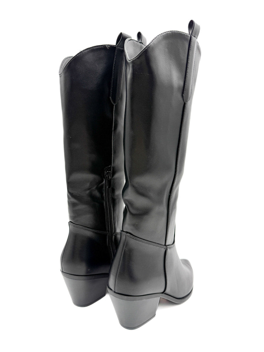 Botas Cowboy Negras de Cuero Sintético Estilo Clásico
