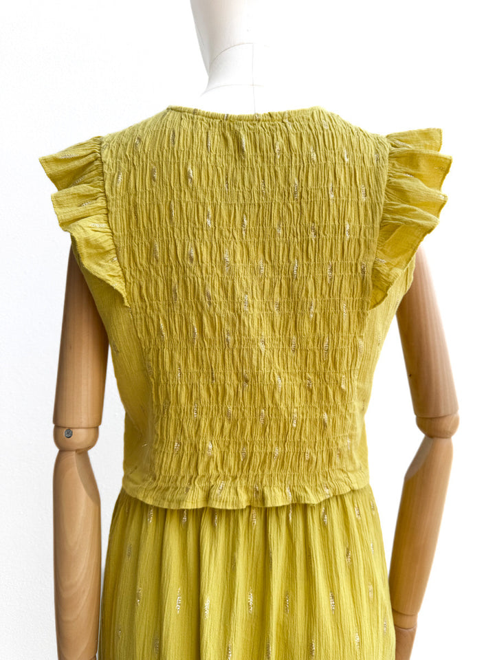 Conjunto de Blusa y Falda en Algodón Texturizado