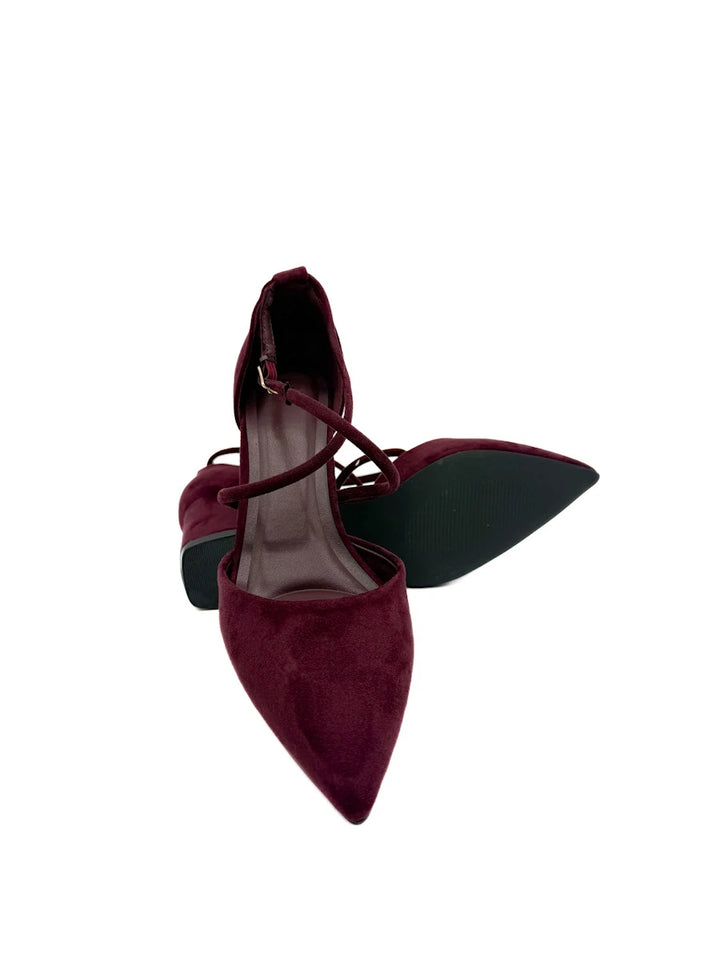 Zapatos de Salón con Tacón Ancho, Punta Afilada y Tiras Cruzadas