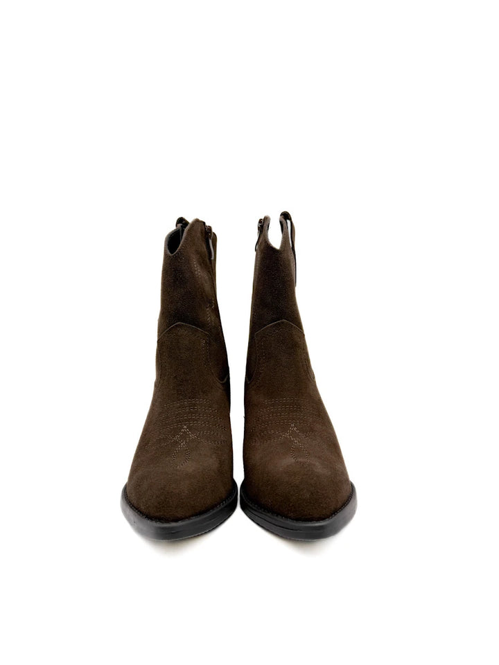 Botines Cowboy de Serraje con Bordados y Cremallera