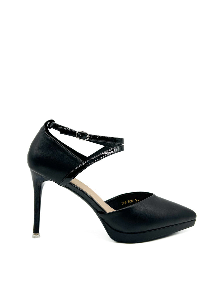 Zapatos Salón Tacón de Aguja con Plataforma Negro