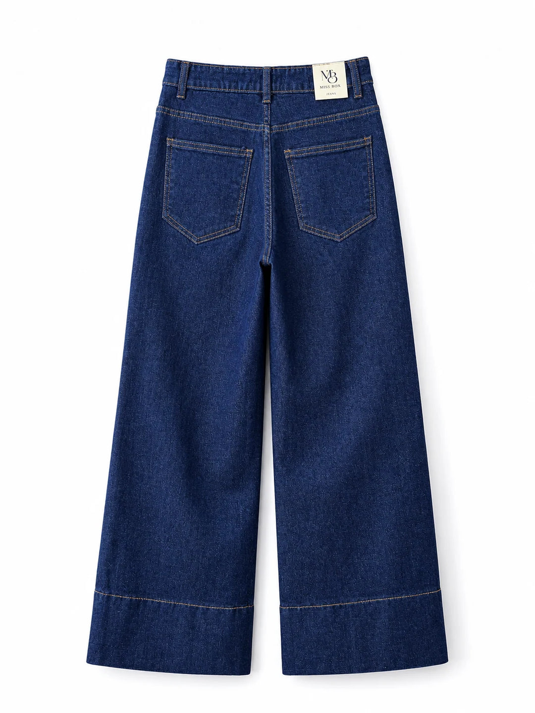 Pantalón Palazzo de Mezclilla Azul Oscuro de Tiro Alto para Mujer