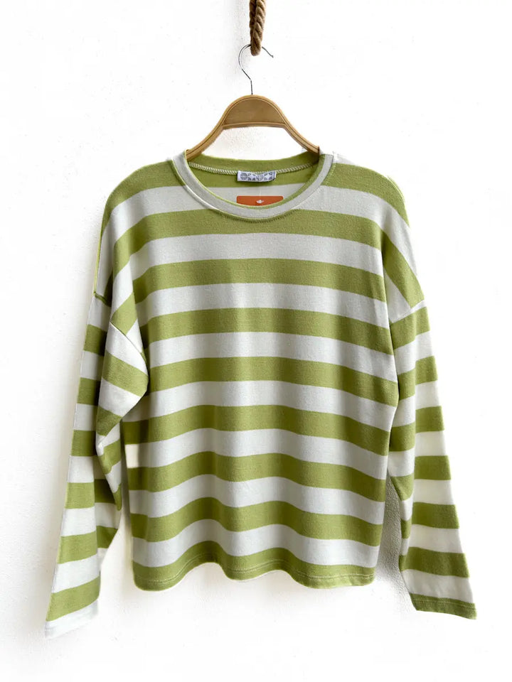 Camiseta Rayas Mujer Verde Única