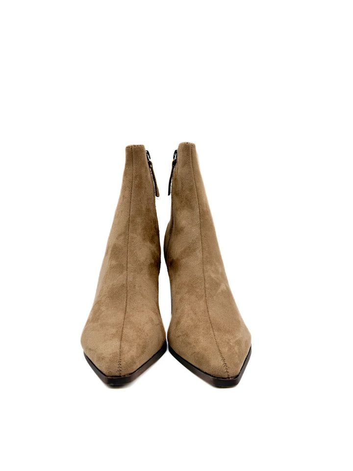 Botines de Antelina con Tacón Ancho y Punta Afilada