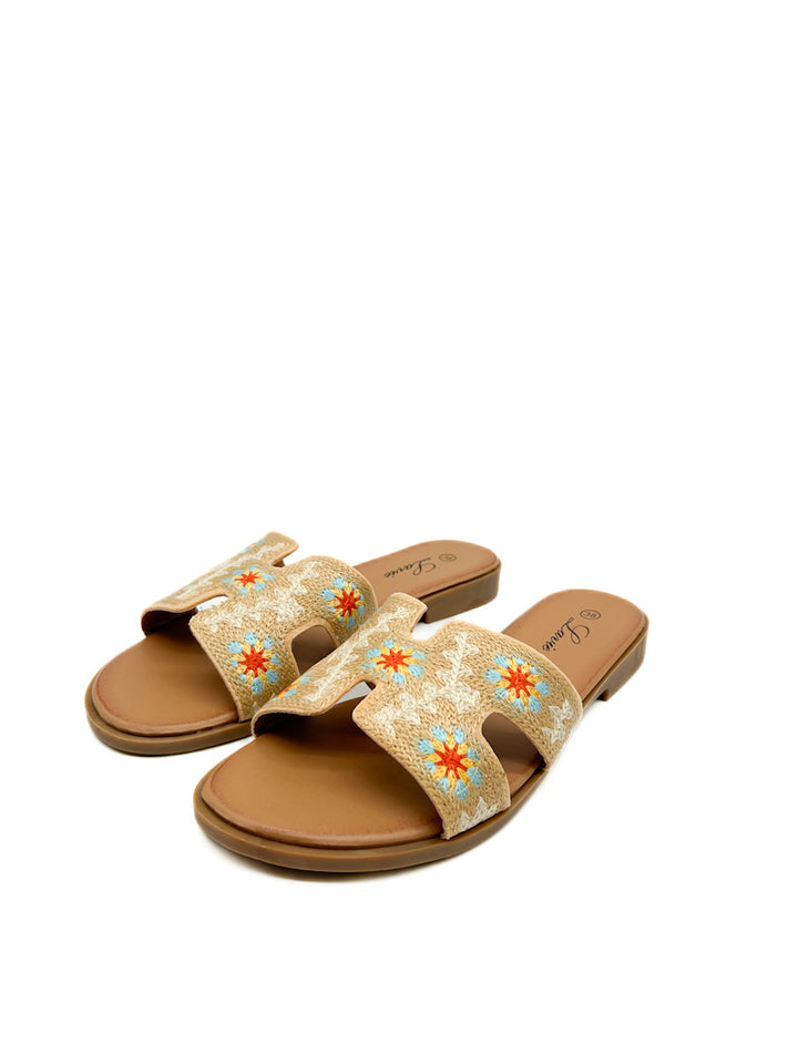 Sandalias Planas  Forrado Flores VG342