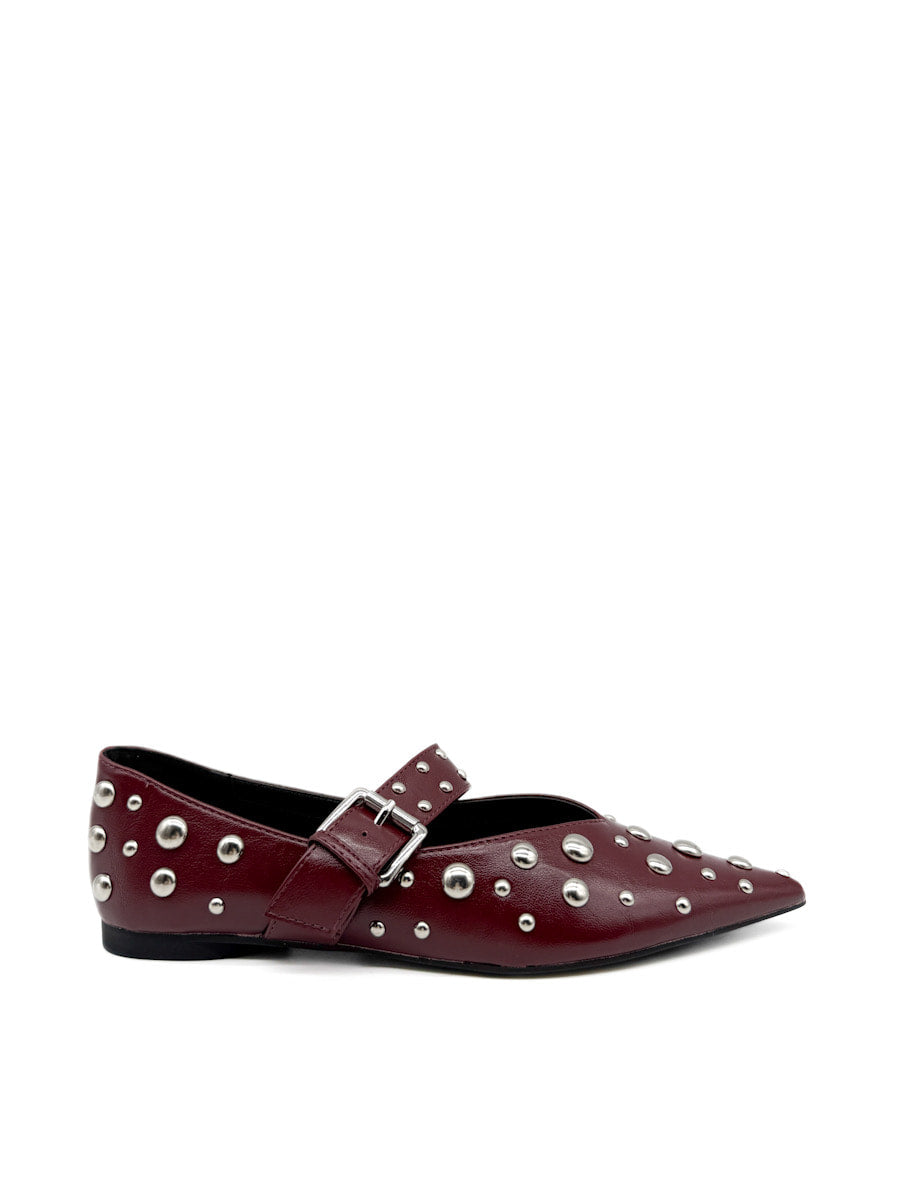 Zapatos Mary Jane con Tachuelas Corina M5635 Burdeos