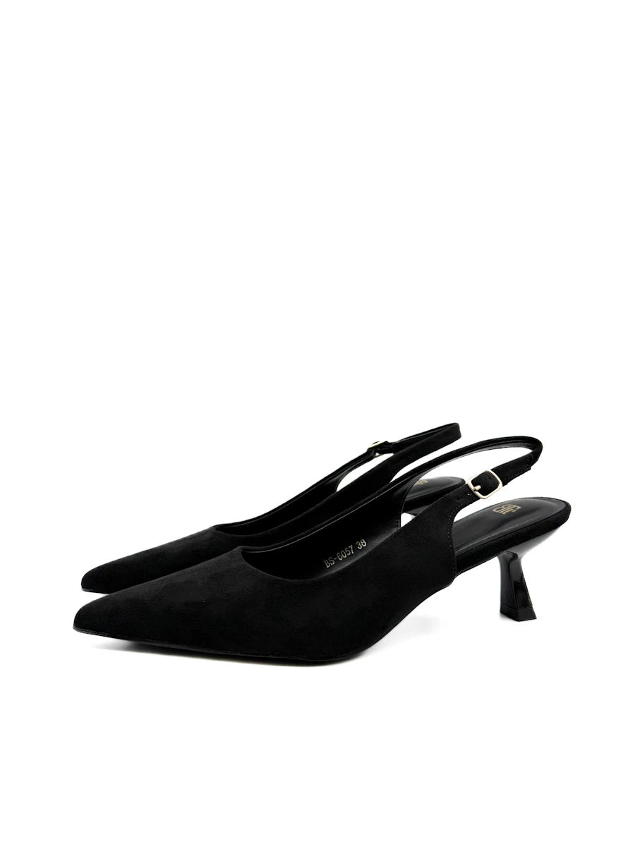 Zapatos Salón Destalonados de Antelina con Tacón Sensato y Puntera Fina