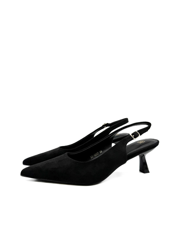 Zapatos Salón Destalonados de Antelina con Tacón Sensato y Puntera Fina