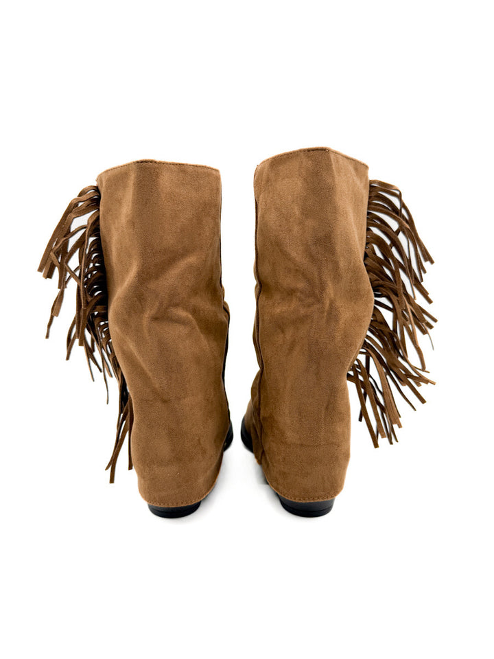Botines Estilo de Cowboy Detalles Flecos