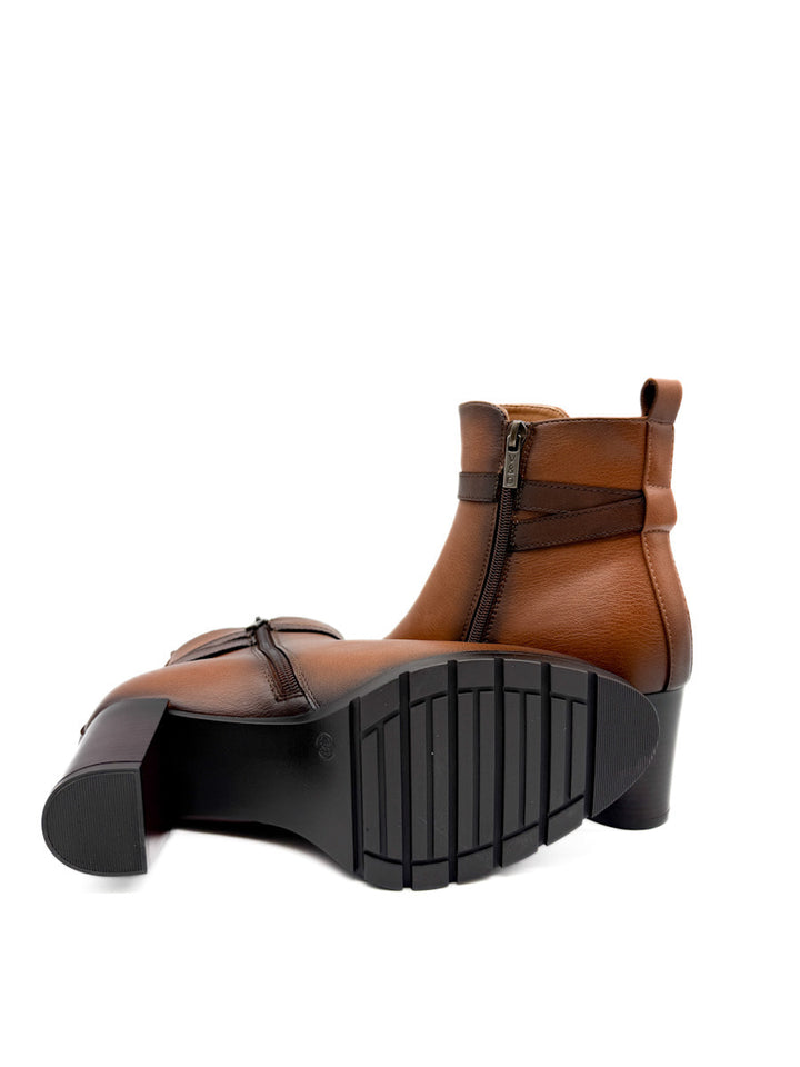 Botines de Tobillo con Tacón y Correa Decorativa
