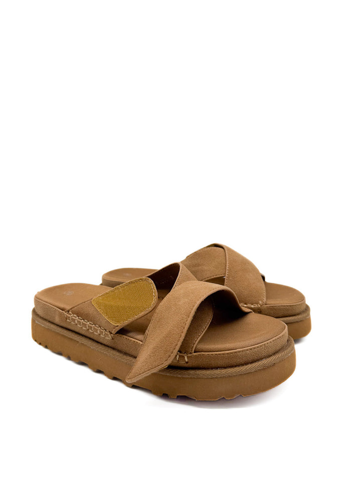 Sandalias de Antelina Tiras Cruzadas con  Velcro
