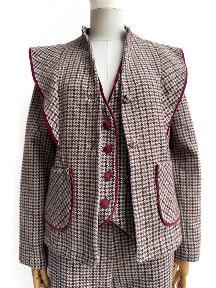 Chaqueta Cuadro Príncipe de Gales con Detalle en Contraste