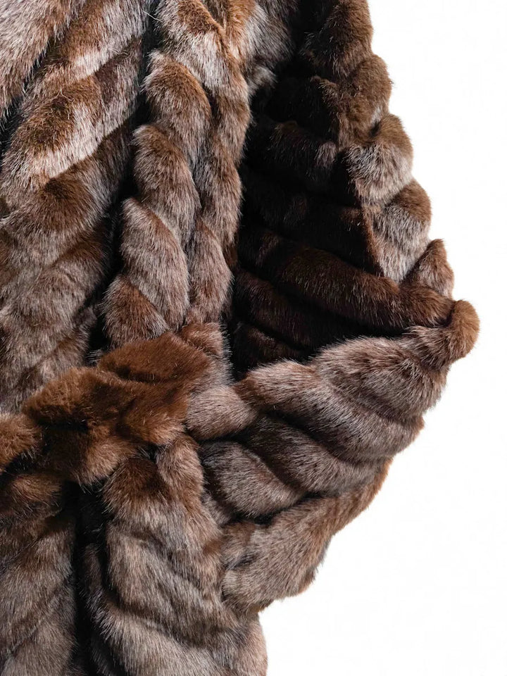 Abrigos Largos de Piel Sintética con Patrón de Espiga