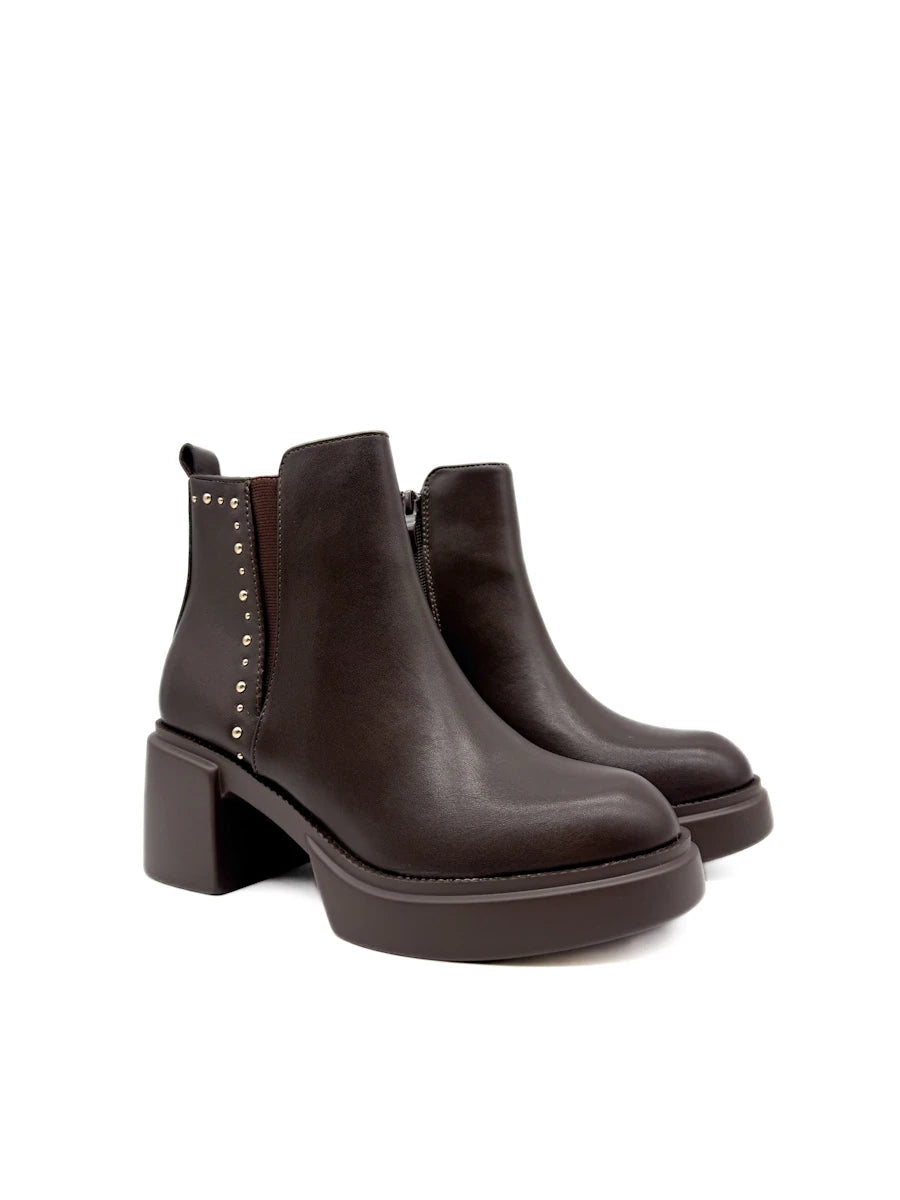 Botines  con Tacón Ancho, Plataforma y Tachuela