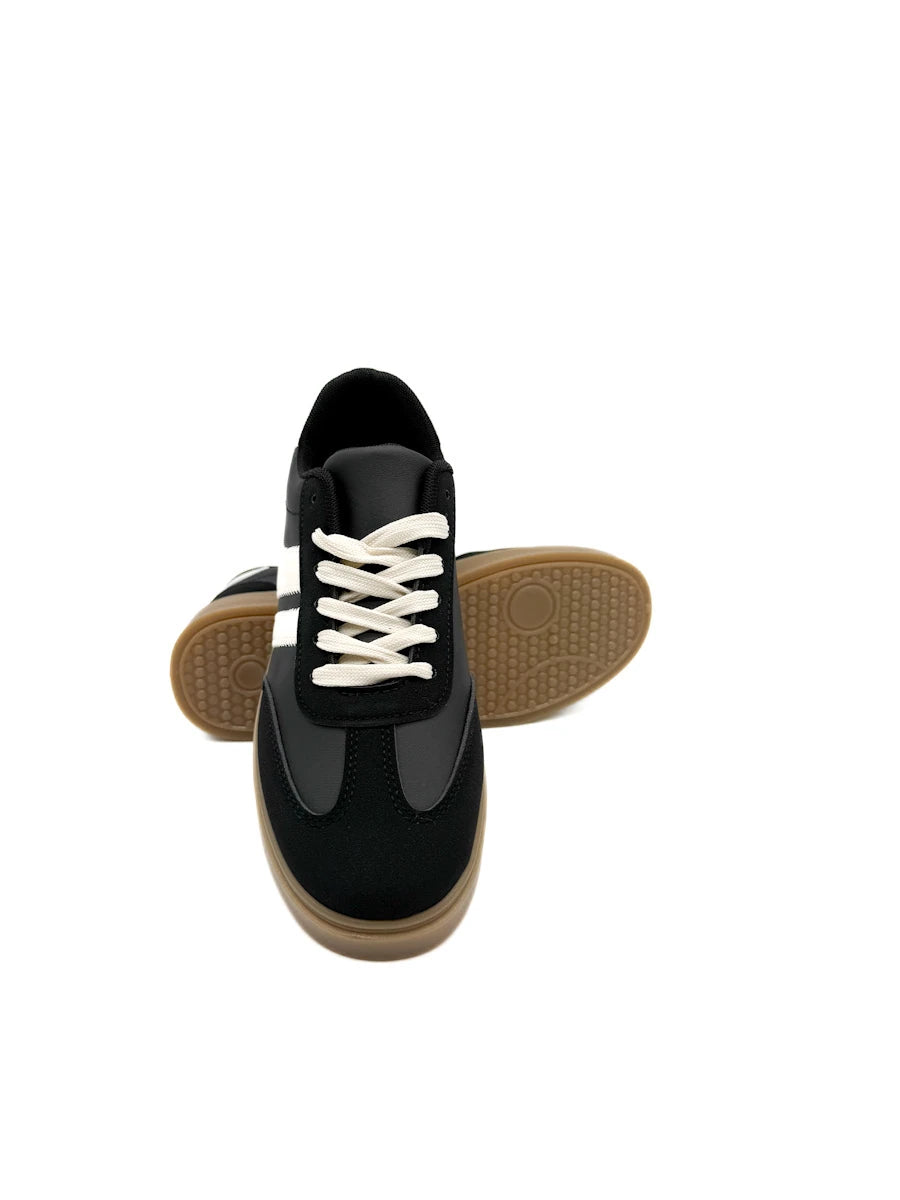 Zapatillas Bajas Retro de Ante Sintético con Franjas Contrastadas
