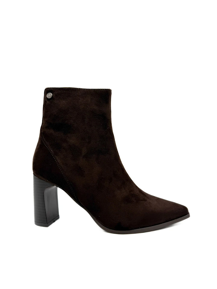 Botines de Antelina con Tacón Ancho y Punta Afilada