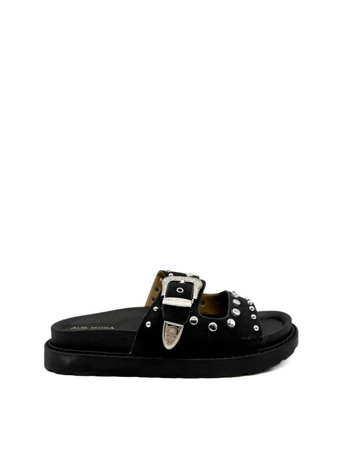Sandalia Negra con Tacha para Mujer