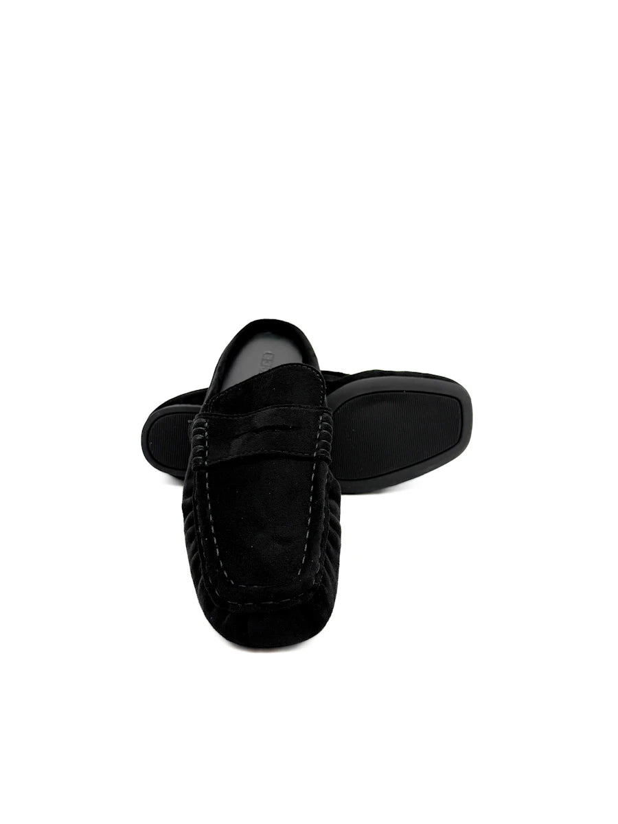 Mules Planos de Antelina Estilo Loafer