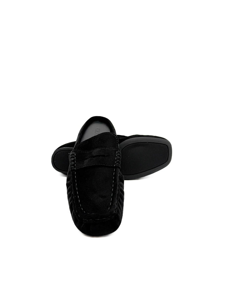 Mules Planos de Antelina Estilo Loafer