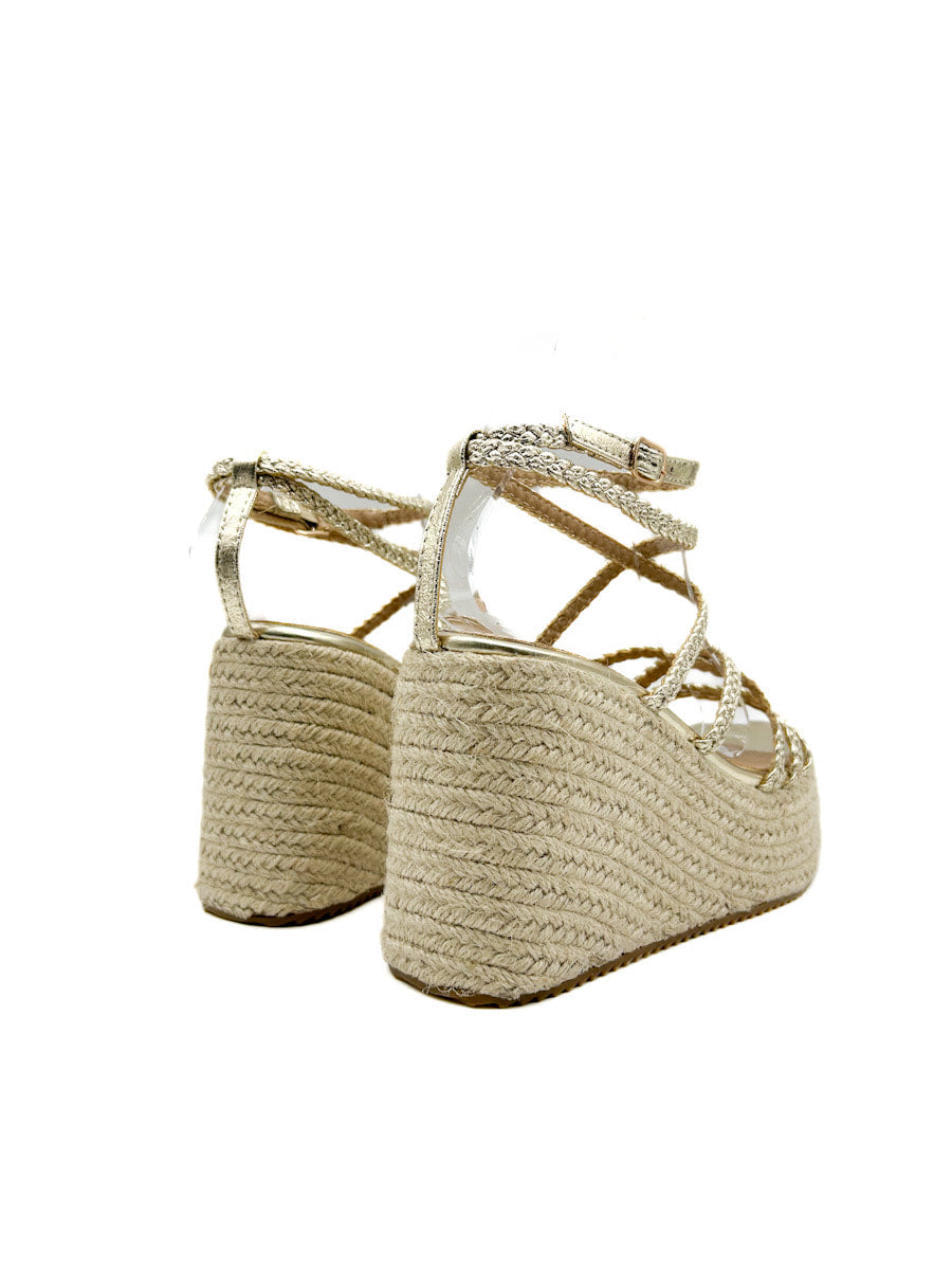 Sandalias de cuña con plataforma  tiras trenzado