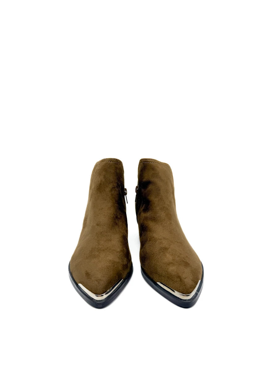 Botines Cowboy de Mujer con Puntera Metálica y Tacón Bajo