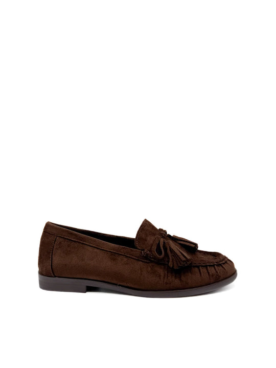 Mocasines de antelina marrón con borlas