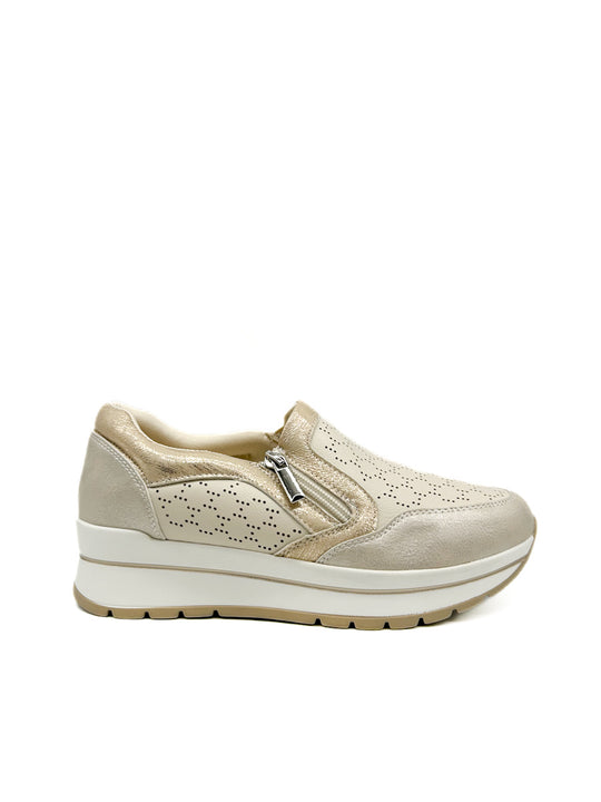Deportivos Casuales con Suela Gruesa Beige Oro