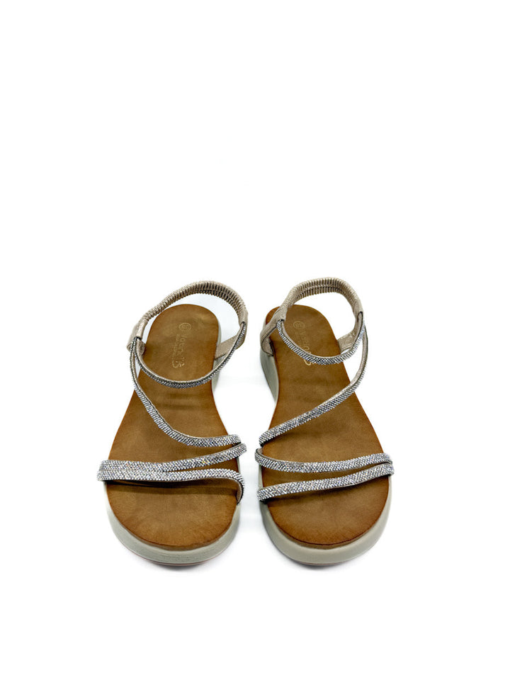 Sandalias de Mujer con Tiras Detalles de Pedrería Brillante