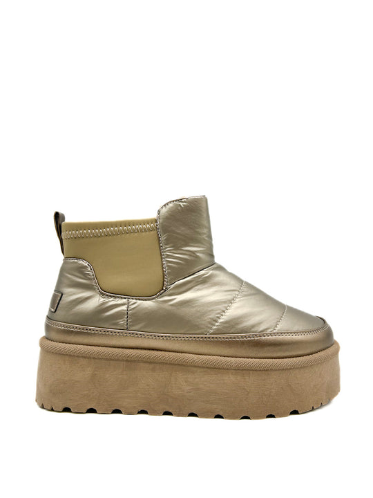 Botines Acolchados Plataforma Plana B621 Oro