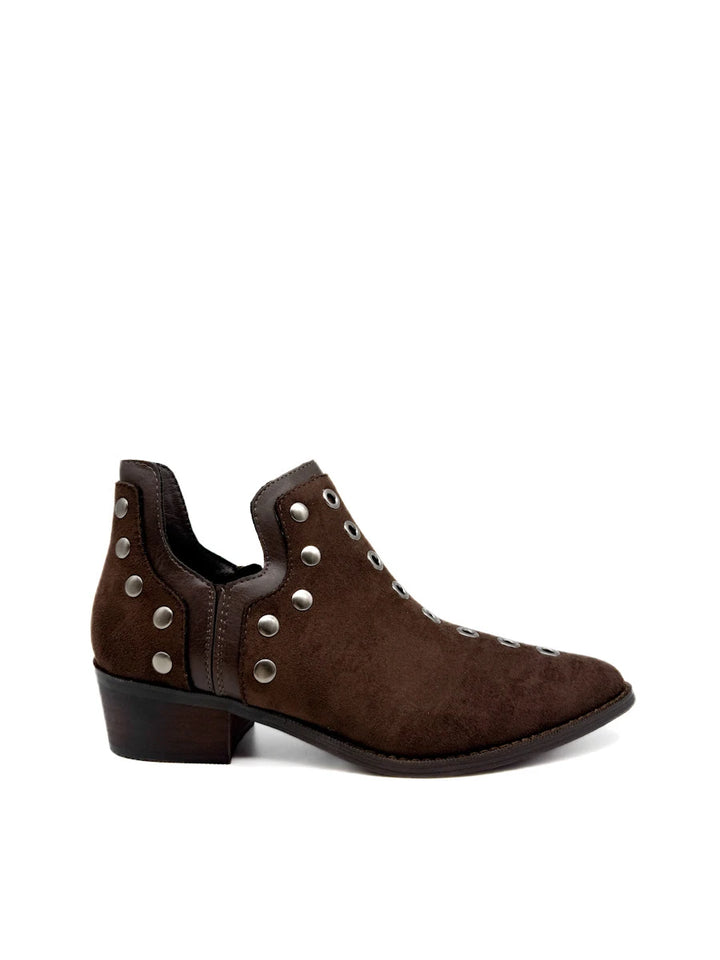 Botines cowboy con tachuelas y cremallera lateral