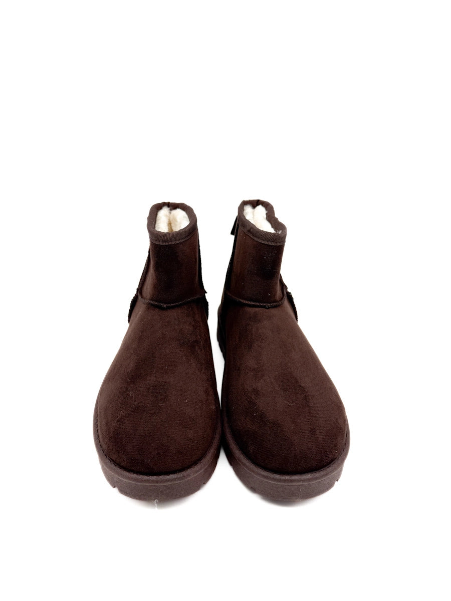Botín de Antelina Color Marrón con Interior de Pelo