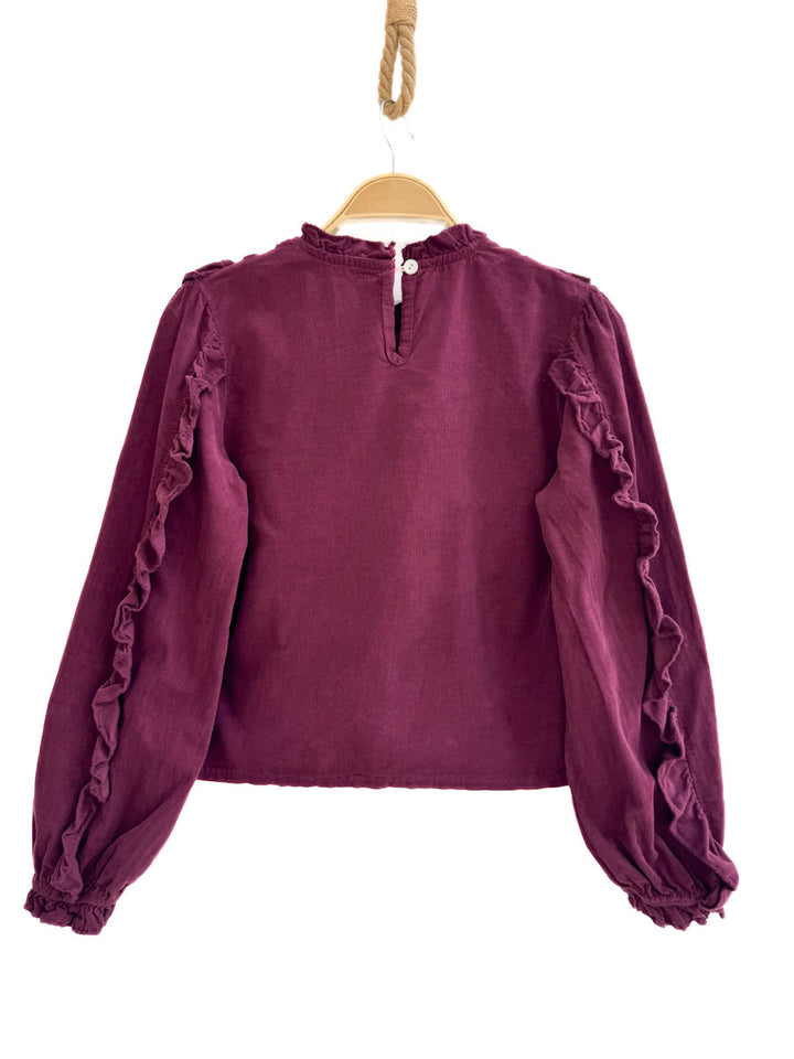 Blusa de Pana con Detalles Románticos