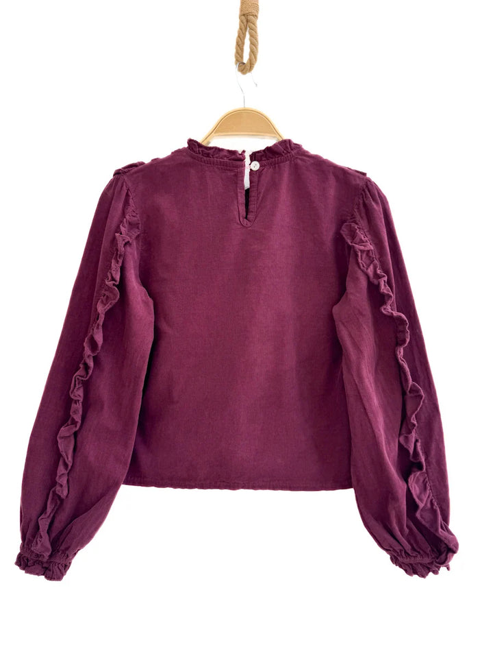 Blusa de Pana con Detalles Románticos